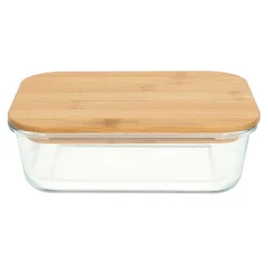 Vershoudbakjes*DILLE & KAMILLE Vershoudschaal, glas en bamboe, 730 ml