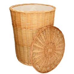 Badkameraccessoires|Wasmanden*DILLE & KAMILLE Wasmand rond, wilgenteen, met voering, groot