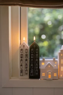 Porseleinen Huisjes|Theelichthouders*DILLE & KAMILLE Waxinelichthouder, huisje koekeman, porselein