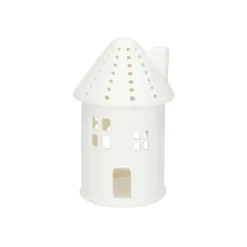 Porseleinen Huisjes|Theelichthouders*DILLE & KAMILLE Waxinelichthouder, porselein, huisje rond, 12 cm