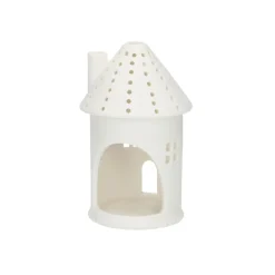 Porseleinen Huisjes|Theelichthouders*DILLE & KAMILLE Waxinelichthouder, porselein, huisje rond, 12 cm
