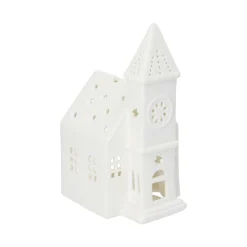 Porseleinen Huisjes|Theelichthouders*DILLE & KAMILLE Waxinelichthouder, porselein, kerkje, 17 cm