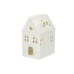 Porseleinen Huisjes|Theelichthouders*DILLE & KAMILLE Waxinelichthouder, porselein, huisje met ster, 14 cm