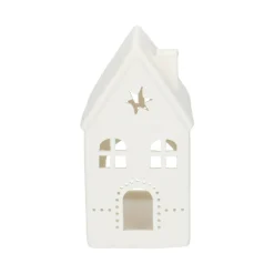 Porseleinen Huisjes|Theelichthouders*DILLE & KAMILLE Waxinelichthouder, porselein, huisje met ster, 14 cm