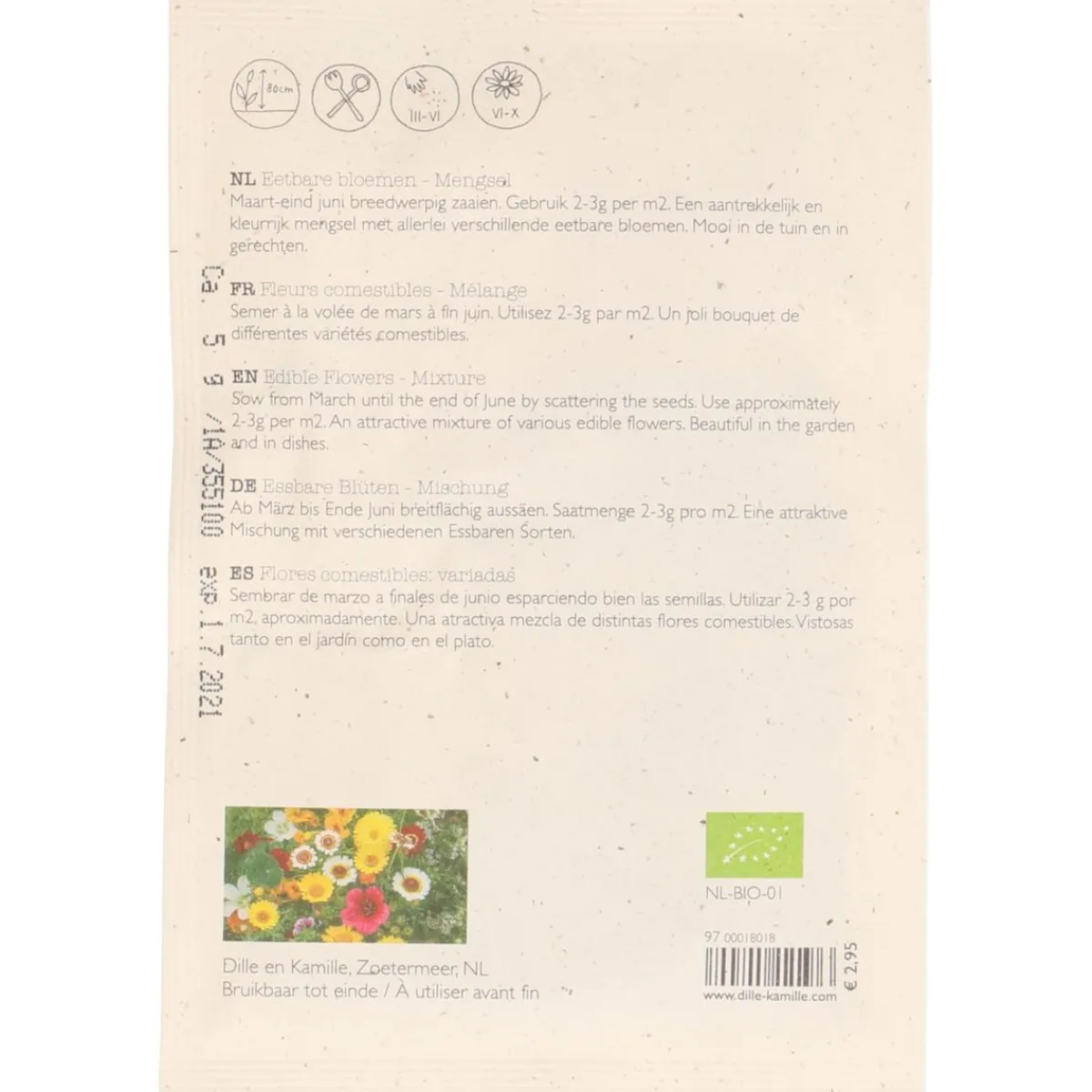 Zaaien*DILLE & KAMILLE Zadenmengsel, biologisch, eetbare bloemen, 5 g