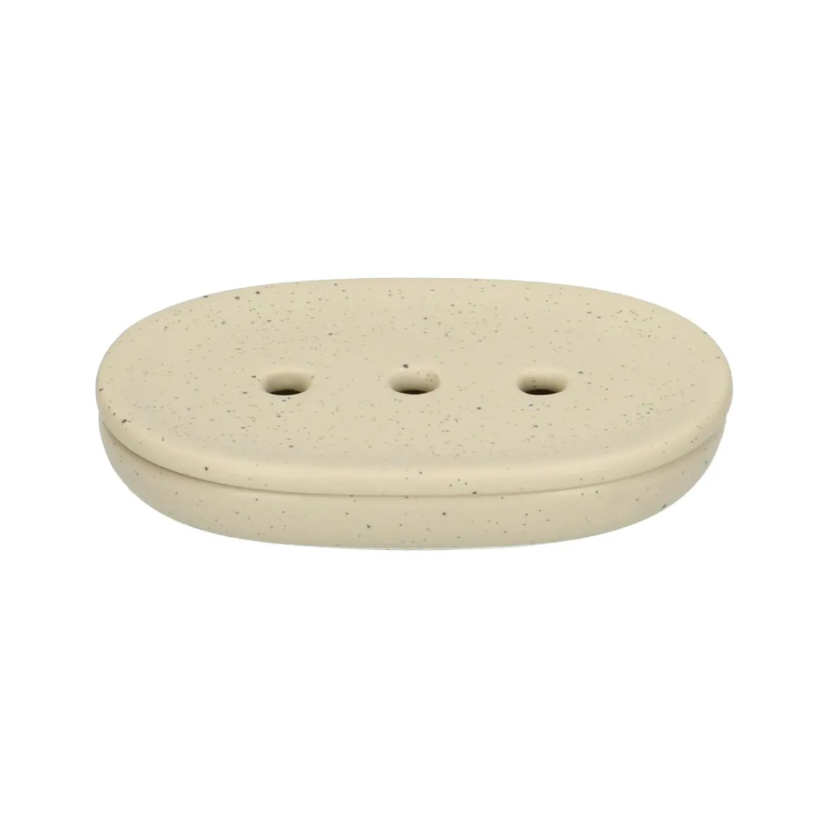 Zeepbakjes|Badkameraccessoires*DILLE & KAMILLE Zeepschaaltje ovaal, beige spikkel, keramiek
