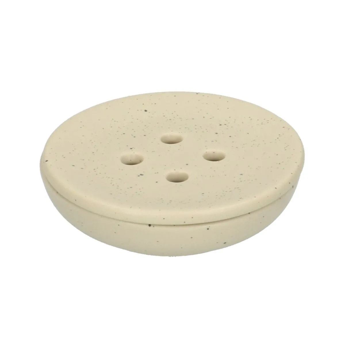 Zeepbakjes|Badkameraccessoires*DILLE & KAMILLE Zeepschaaltje rond, beige spikkel, keramiek
